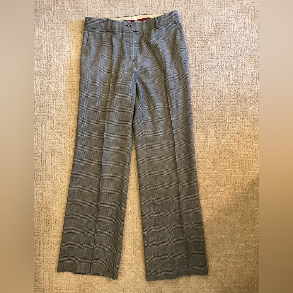 🌺❤️ Max Mara Studio Plaid Wool Pants Gray Sz 31 Luxury Old Money Vintage Y2K EUC
